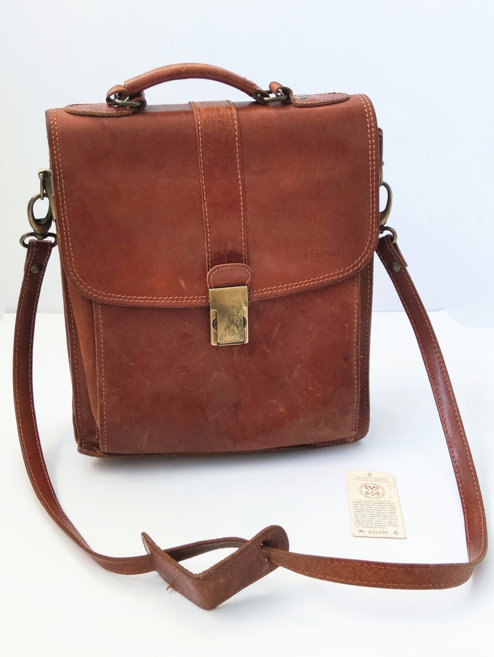Authentic Vintage Medici Firenze Men's Leather Crossbody Messenger Bag.
